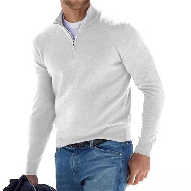 Pull polyvalent homme demi zippé, chaud et élégant, parfait pour la mode masculine en toutes occasions automne-hiver.