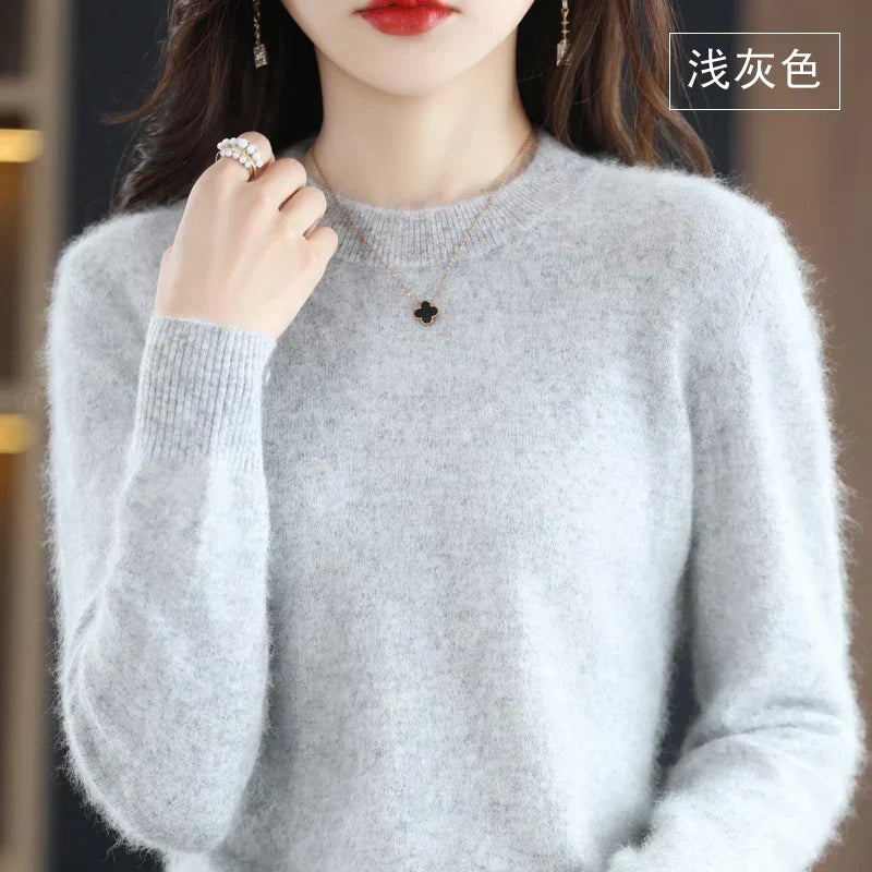 Pull femme douillet et chaud, col rond, parfait pour se blottir, élégant et très confortable.