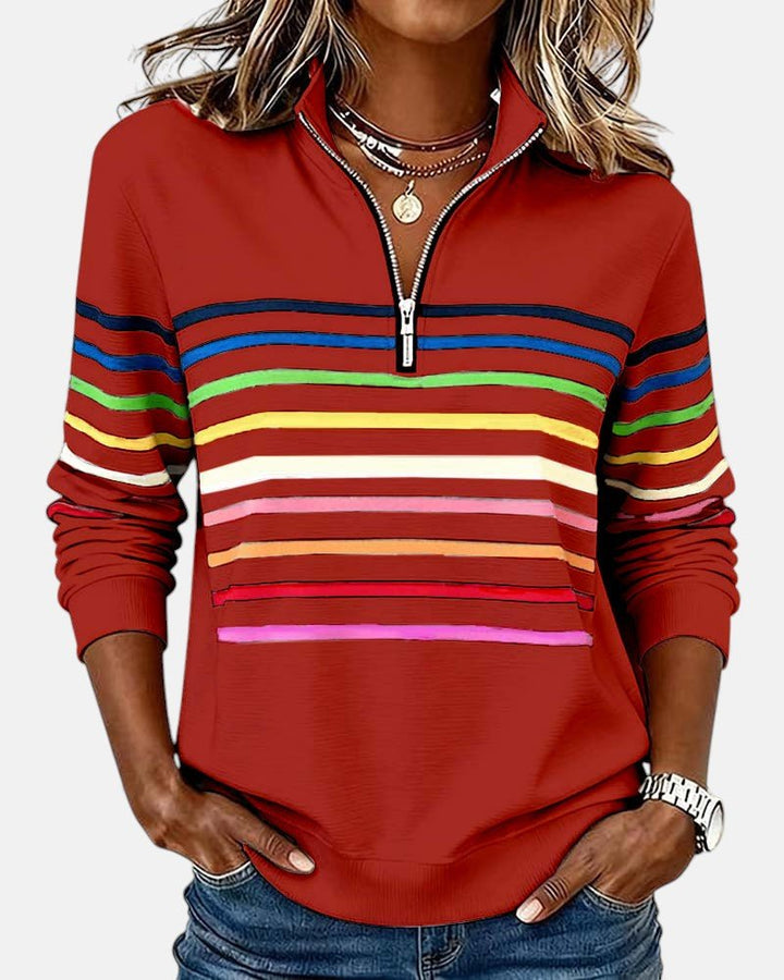 Pull femme rayé intemporel, confortable et polyvalent, un haut essentiel pour un style casual.