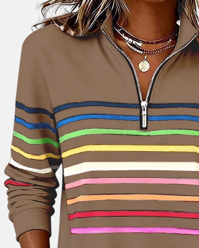 Pull rayé femme, coupe ample et confortable, idéal pour une mode féminine décontractée et chic.