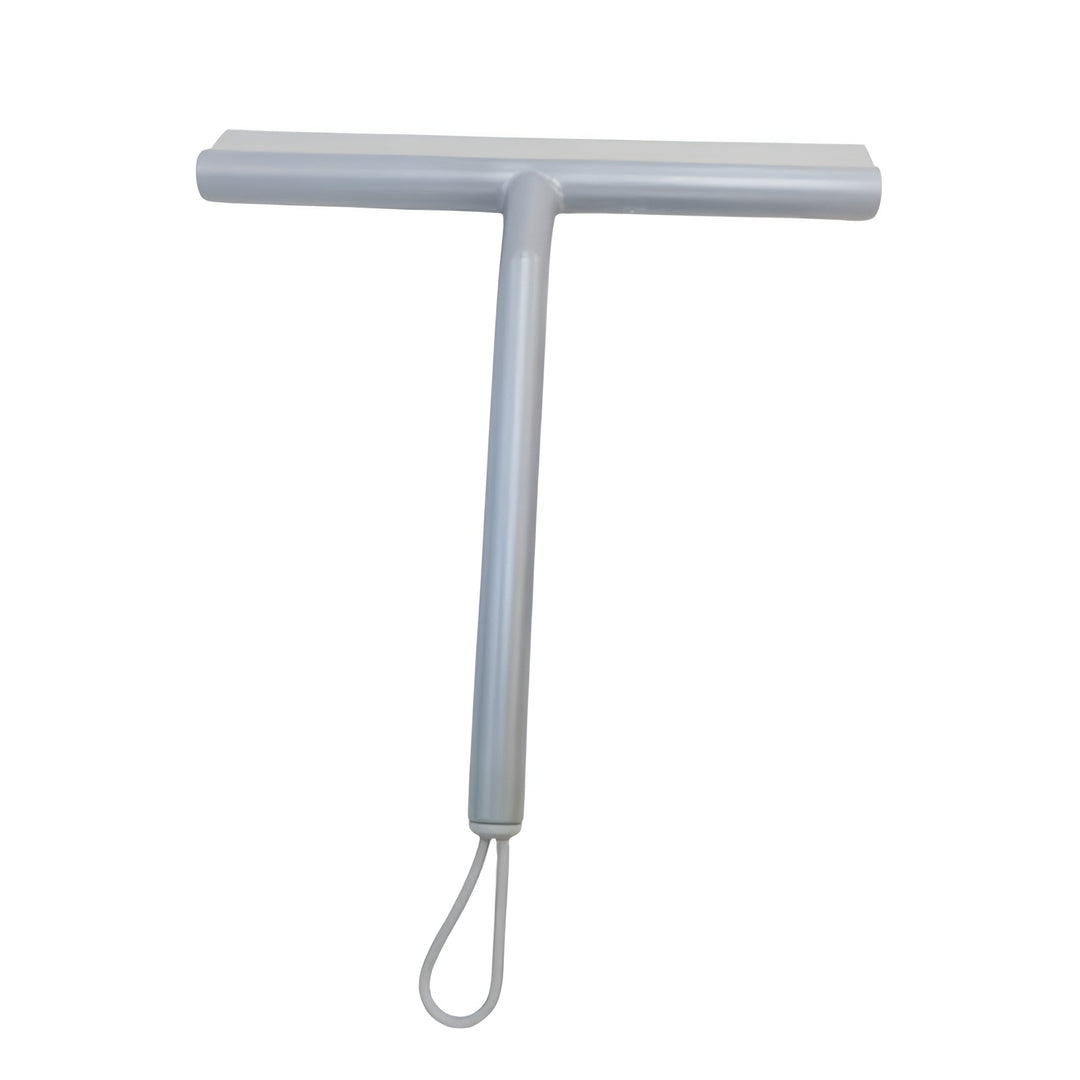 Accessoire salle de bain: raclette de douche silicone pour des vitres et miroirs brillants, sans traces d'eau.
