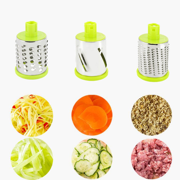 Râpe manuelle 3-en-1 pour vos préparations culinaires. Idéale pour fromages et légumes. Cuisine facile et efficace.