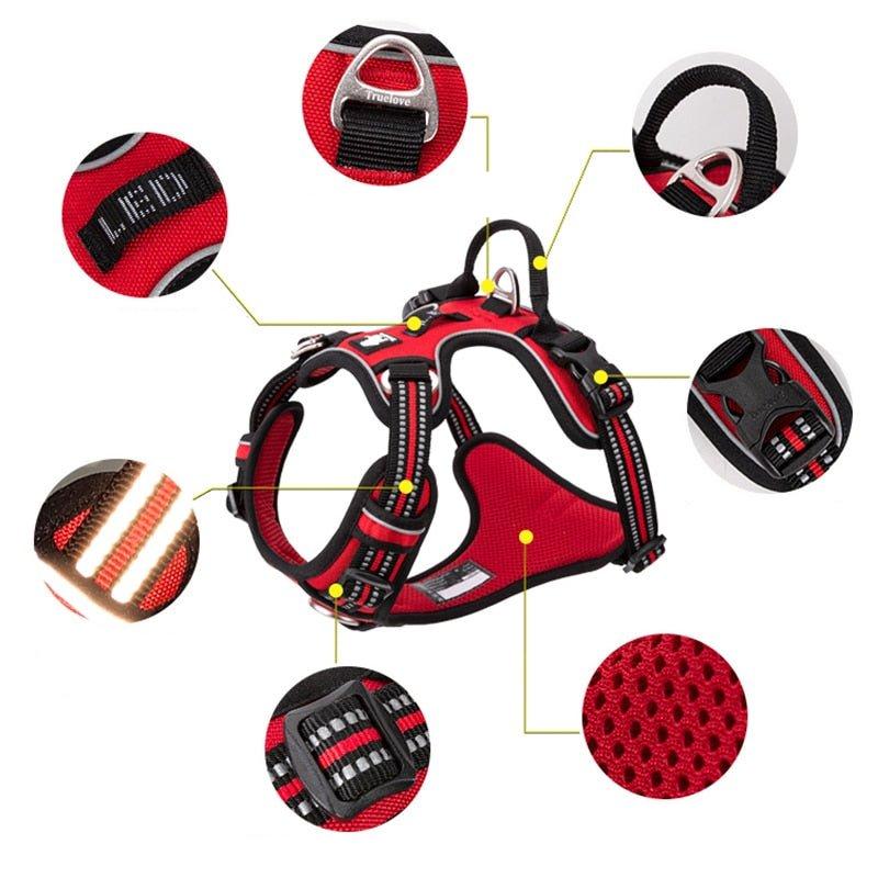 Harnais pour chien en nylon résistant, design réfléchissant pour une meilleure visibilité des animaux.