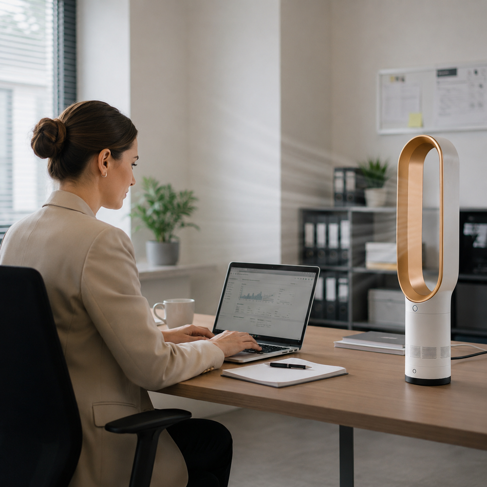 Ventilateur colonne silencieux à oscillation, créant une brise d'air frais uniforme dans toute la pièce.