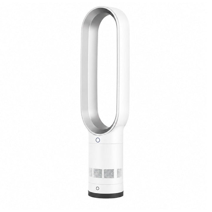 Ventilateur design sans pales avec fonction d'oscillation, garantissant un air frais et sécurisé partout.