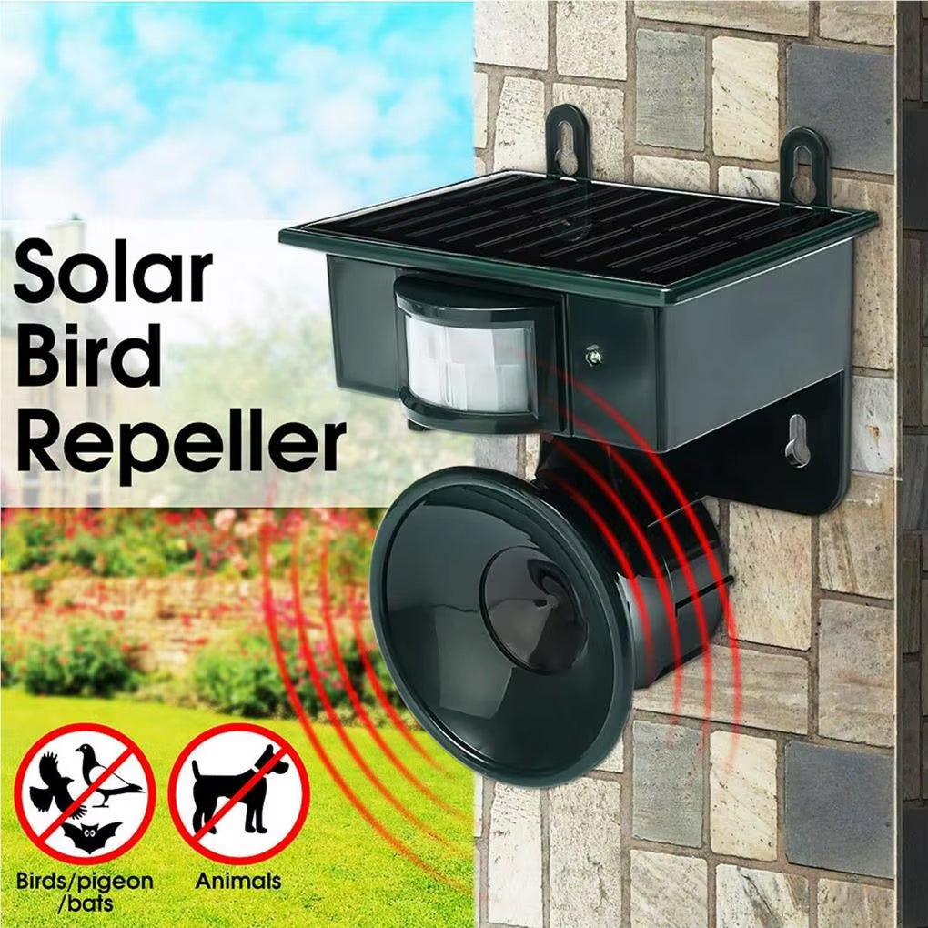 Appareil répulsif solaire à ultrasons, avec panneau, pour protéger le jardin des chauves-souris et animaux sauvages.