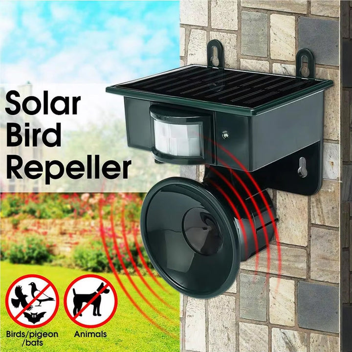 Appareil répulsif solaire à ultrasons, avec panneau, pour protéger le jardin des chauves-souris et animaux sauvages.
