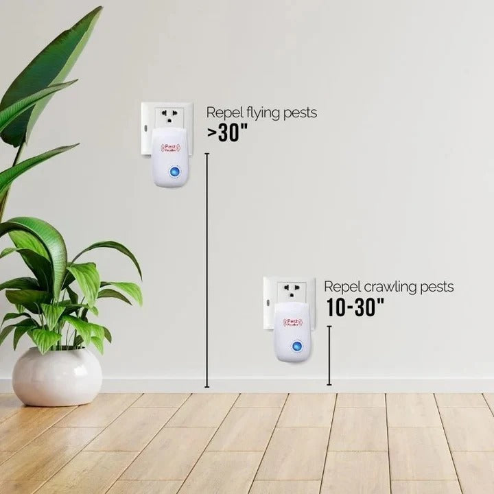 Répulsif ultrasonique anti-mouches discret, design moderne. Protège silencieusement votre maison des insectes volants.