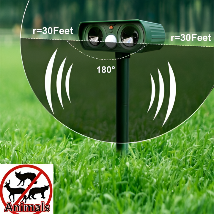 Répulsif solaire infrarouge pour animaux et nuisibles, protection efficace du jardin extérieur.