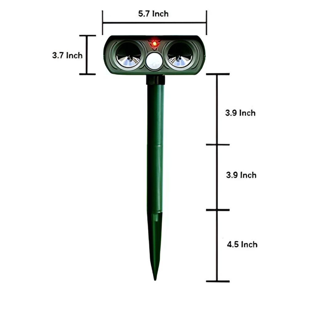 Dispositif répulsif solaire infrarouge pour protéger votre jardin des animaux et nuisibles indésirables.