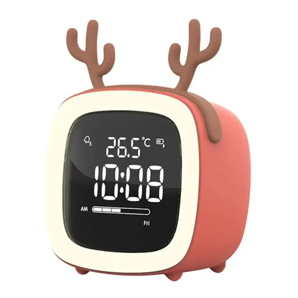Veilleuse lapin LED numérique pour chambre d'enfant, lumière douce et sécurisante, affichage de l'heure.
