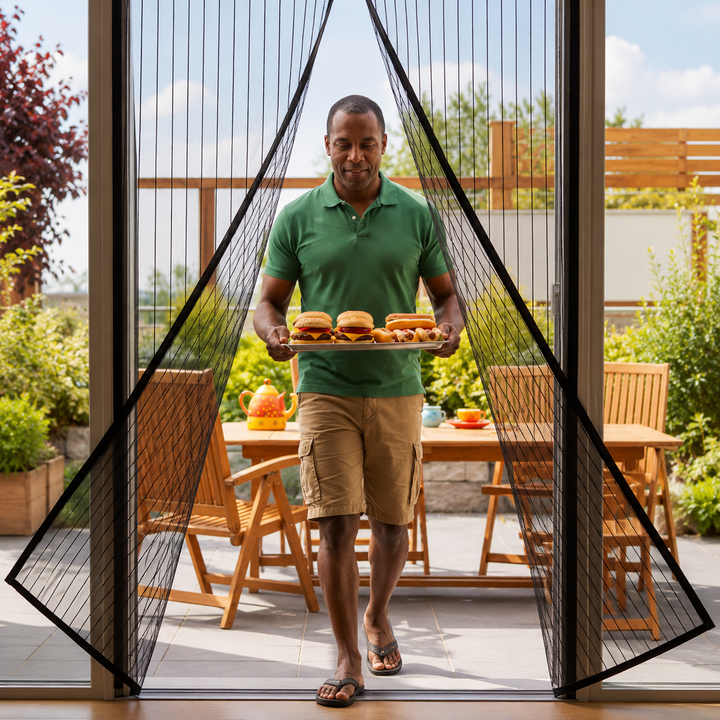 Rideau moustiquaire magnétique anti-insectes pour porte, installation facile, idéal été, laisse passer air frais.