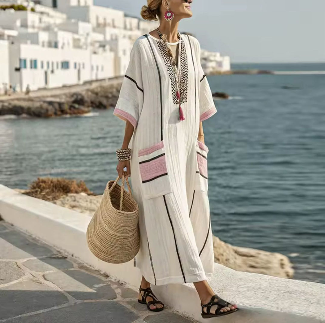Maxi robe d'été élégante et confortable pour femme, idéale tenue décontractée, couleurs vives.