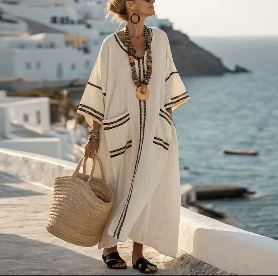 Robe d'été fluide pour femme, confort décontracté, style maxi robe, parfaite pour la mode estivale.