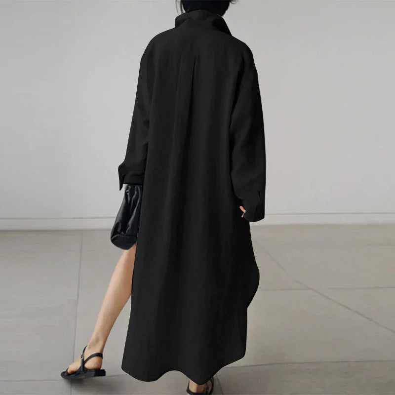 Robe chemise longue femme à manches, un vêtement élégant et polyvalent. Style moderne pour toute occasion.