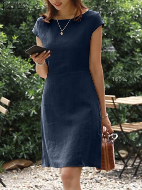 Robe midi femme pour l'été, style décontracté et chic. Manches courtes, parfaite en printemps ou pour les vacances.