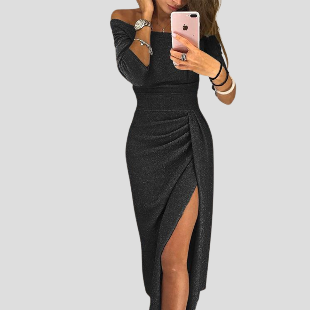 Robe fluide chic femme, mi-longue unie, idéale pour élégance et confort au quotidien. Tenue polyvalente jour/soirée.