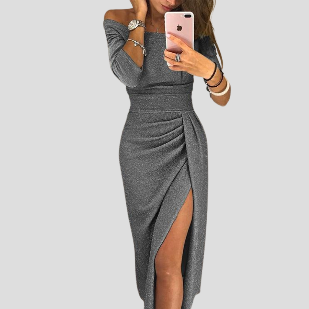 Robe de soirée fluide chic pour femme, design élégant et confortable, idéale pour toutes les occasions.