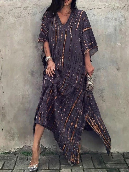 Confortable robe maxi kaftan femme, tissu fluide, élégance décontractée d'été.