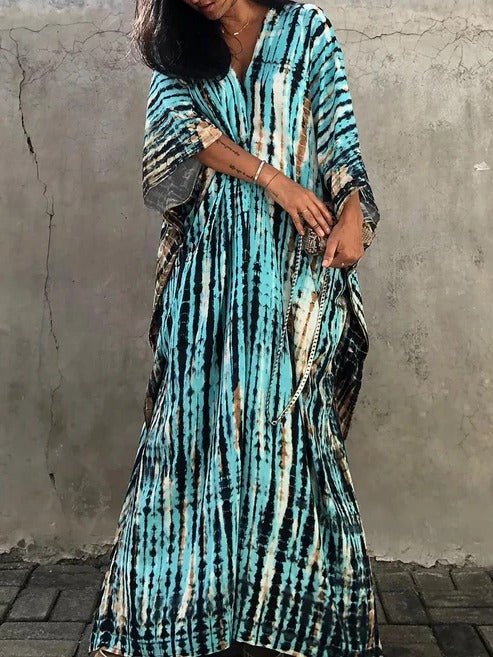 Maxi robe décontractée femme, kaftan fluide pour un été plein de style et légèreté.