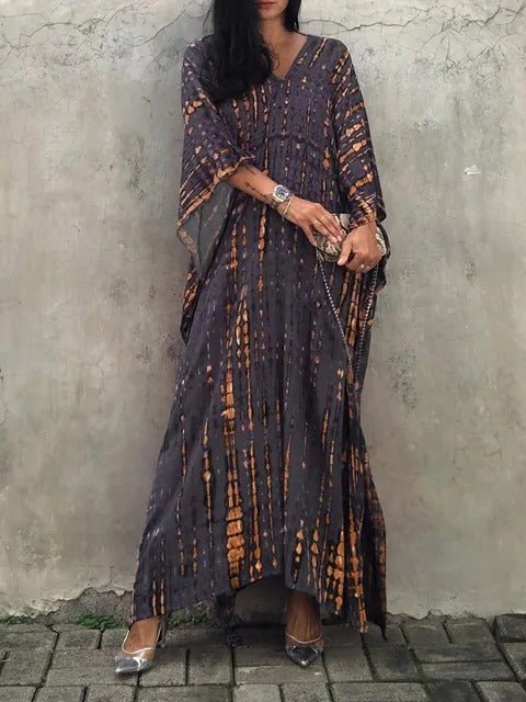 Robe longue femme, kaftan décontracté et fluide, parfait pour la plage ou la ville.