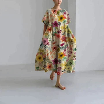 Robe élégante décontractée pour femmes, motifs floraux vifs, idéale pour la mode printanière.