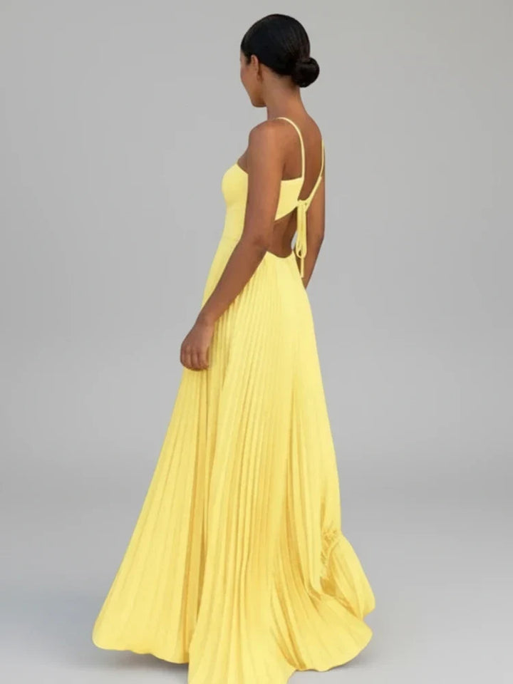 Robe longue femme décontractée, plissée évasée, élégante et confortable pour l'été.