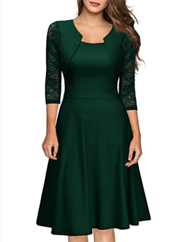 Robe midi femme chic et polyvalente, coupe trapèze flatteuse, manches 3/4. Confort et élégance au quotidien.