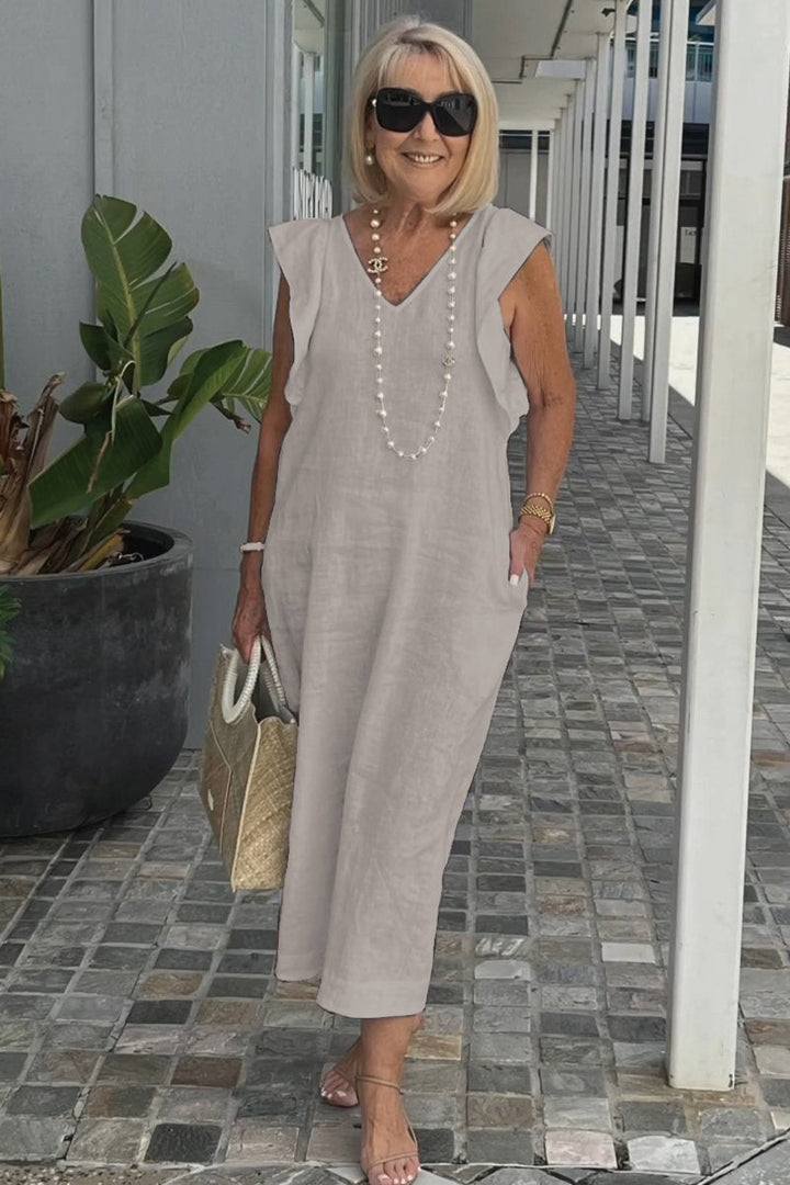 Robe d'été chic sans manches pour femme, élégante et confortable, parfaite pour la saison chaude.