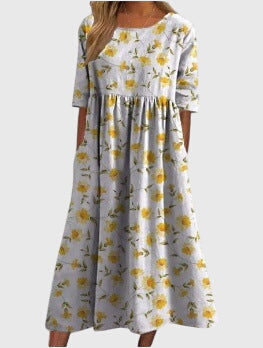 Robe fluide élégante femme, confort et style chic pour le quotidien, parfaite pour le printemps et l'été.