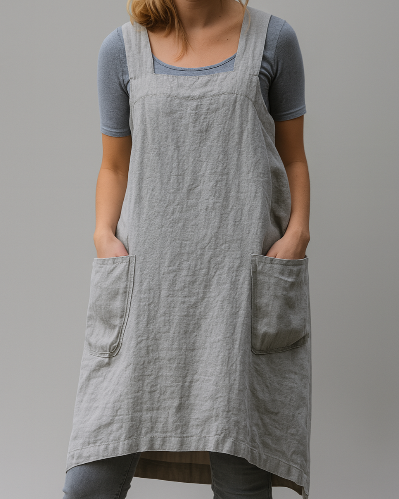Robe midi tablier femme chic et polyvalente, idéale pour un look décontracté ou élégant en toutes saisons.