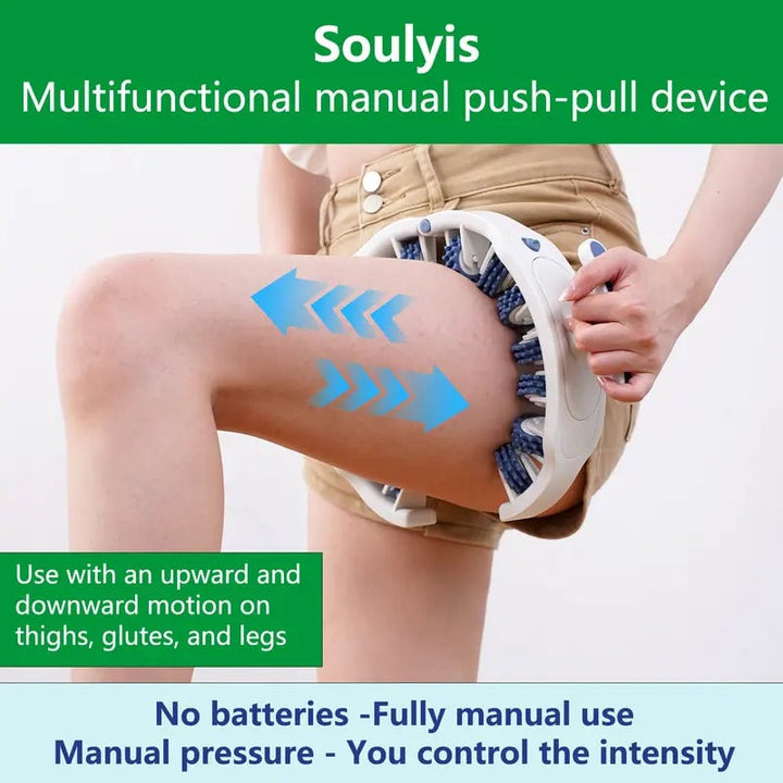Outil de massage minceur et tonifiant, rouleau corporel anti-cellulite pour des jambes et cuisses lisses.