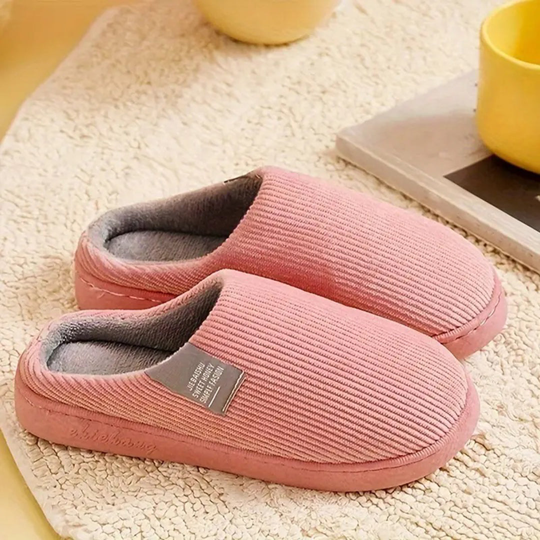 Paire de chaussons d'hiver femmes, confortables et chaleureux, design élégant pour le foyer.