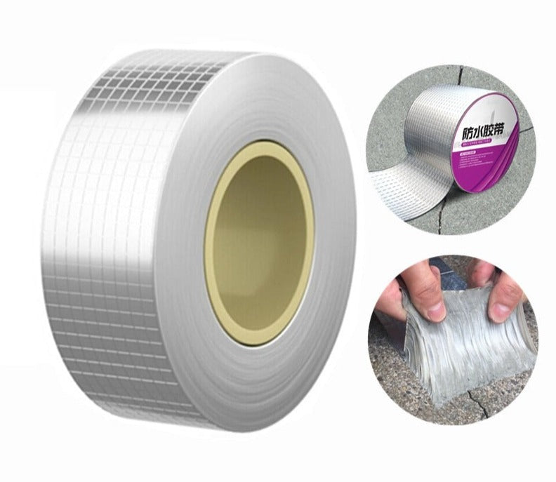 Ruban en aluminium étanche et adhésif, idéal pour colmatage de fuites, résistant à l'eau et aux intempéries.