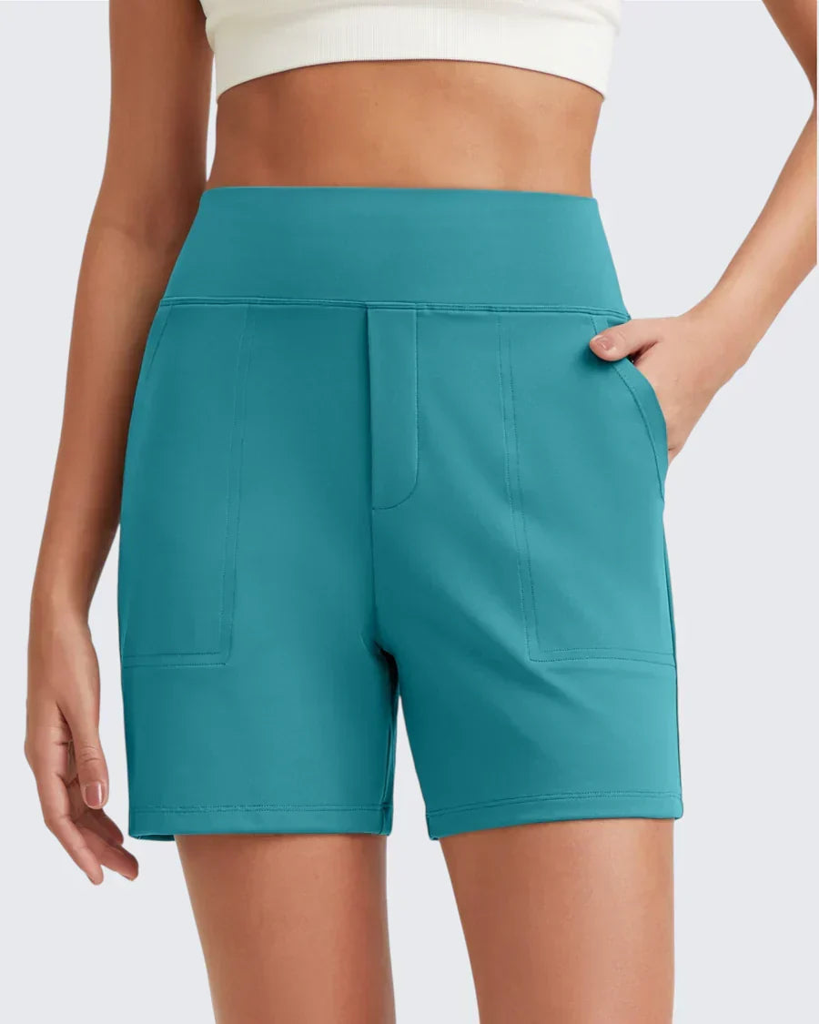 Short femme moderne, taille haute, confortable et décontracté, avec poches, pour la mode estivale.