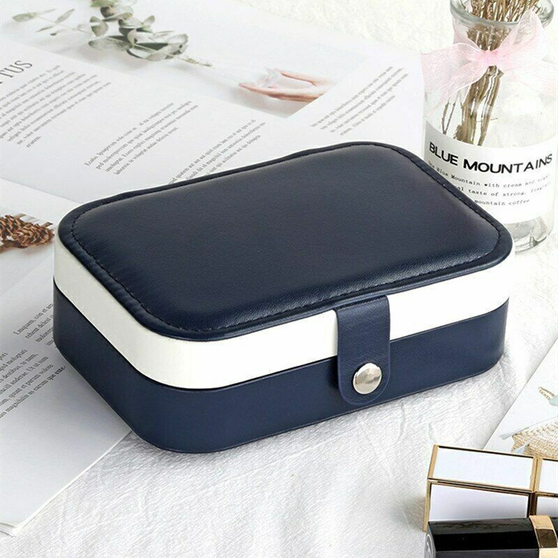 Rangement bijoux en cuir rose portable, double couche, un cadeau parfait et chic pour femme moderne.