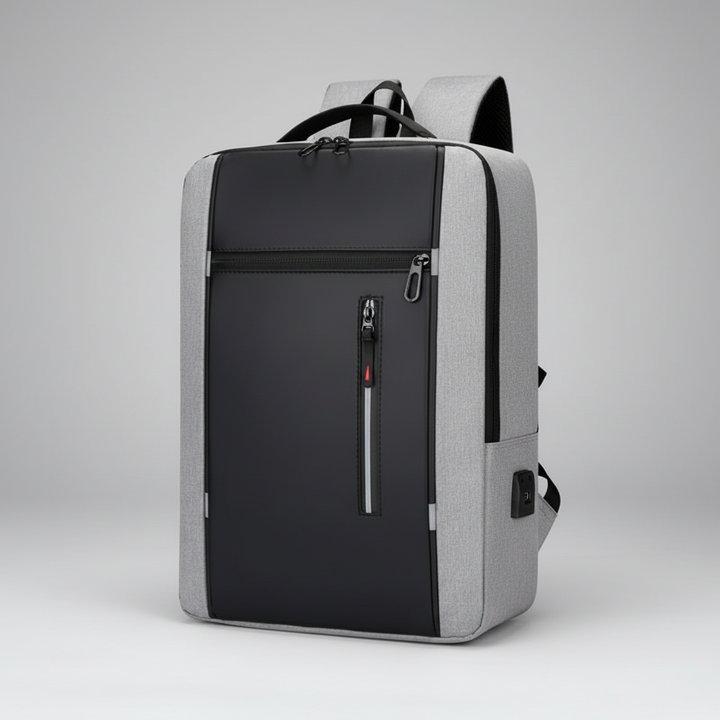 Sac à dos business élégant et unisexe, idéal pour le travail et l'organisation quotidienne, avec port USB intégré.
