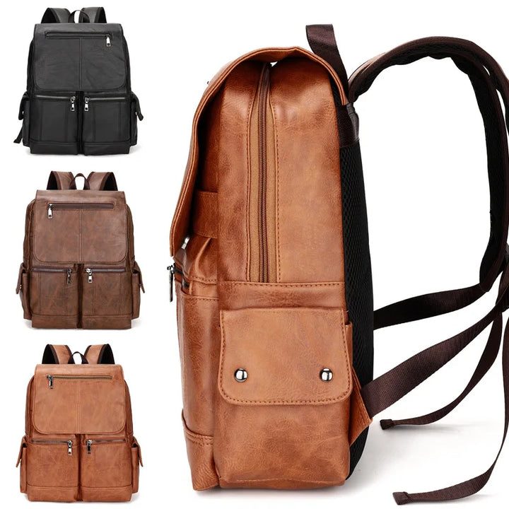 Texture raffinée du cuir végan sur sac à dos ordinateur femme élégant. Résistant pour usage quotidien.