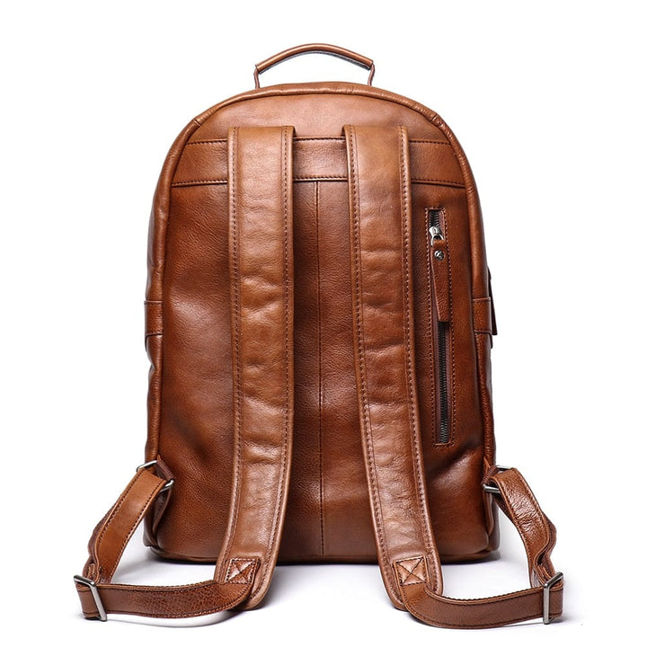 Intérieur spacieux du sac à dos homme en cuir, compartiment ordinateur sécurisé.