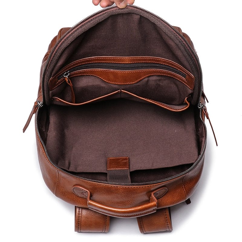 Sac à dos élégant en cuir vieilli, pour homme, parfait pour le travail et ordinateur.