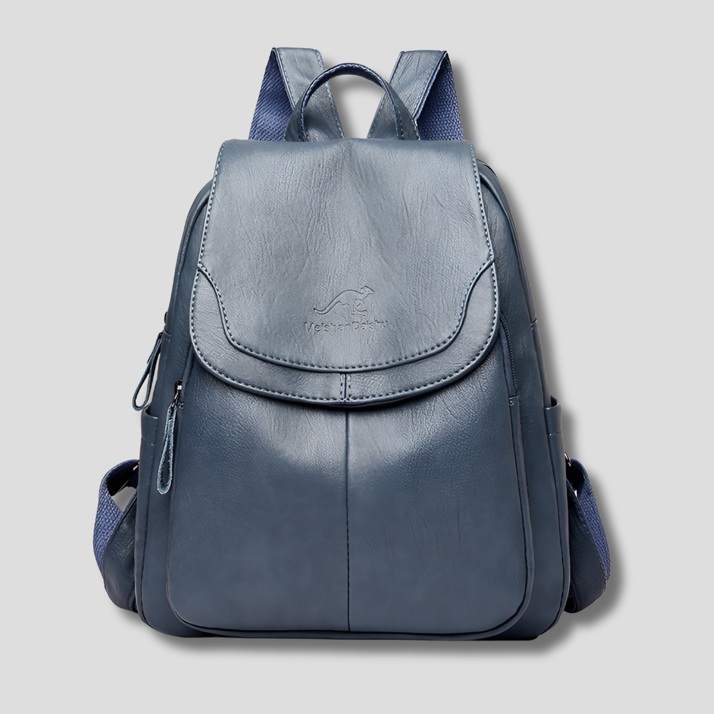 Élégant sac à dos en cuir véritable gaufré pour femme, idéal pour le quotidien, accessoire de mode.