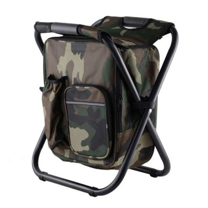 Sac à dos de voyage pliant unisexe avec glacière et siège, pratique pour toutes vos aventures extérieures.