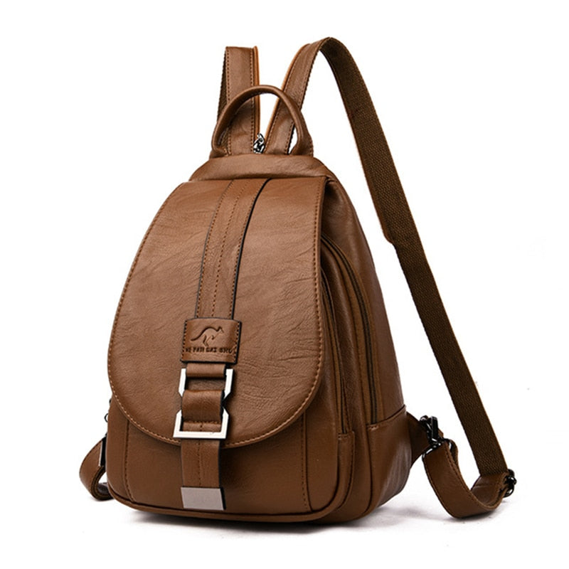 Sac à dos femme marron, chic et polyvalent, idéal comme sac de ville ou de voyage quotidien.