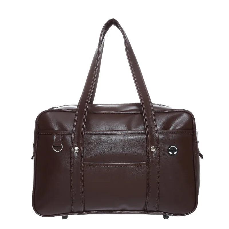 Cabas femme rose tendance en cuir PU, sac épaule pour lycéenne, parfait pour les cours.