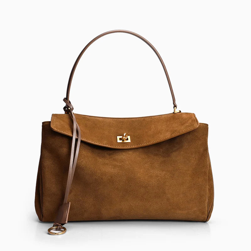 Sac à main femme automne-hiver marron, élégant pour toutes occasions, avec bandoulière.