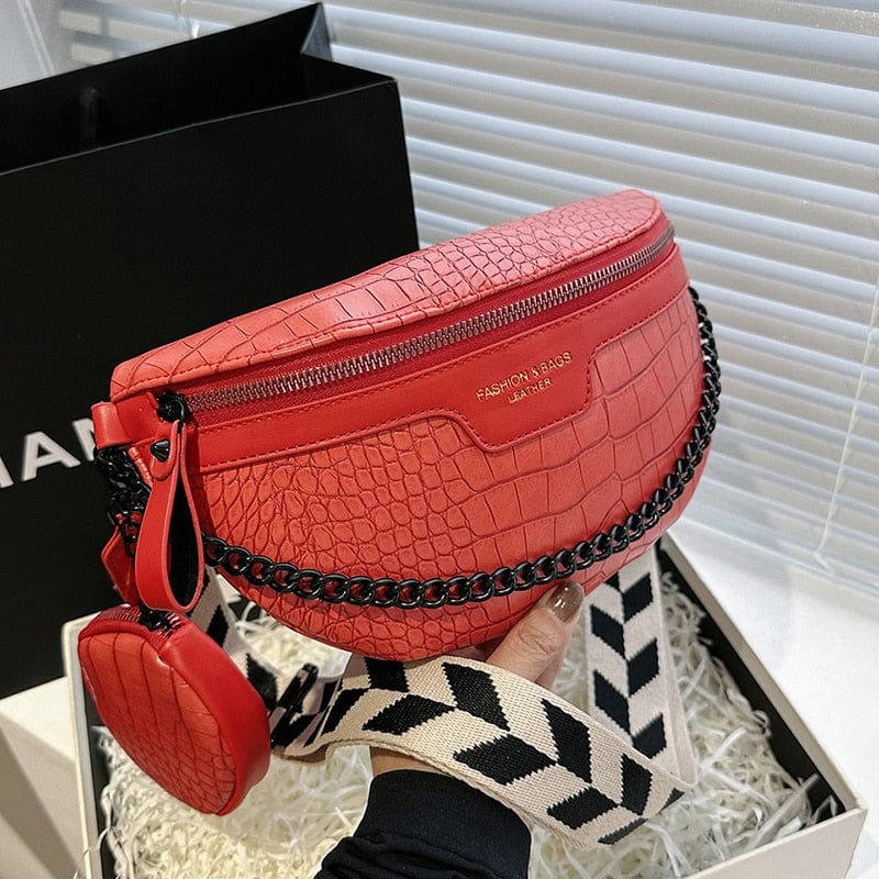 Sac banane femme en cuir PU noir, sac bandoulière ou ceinture, élégance au quotidien.