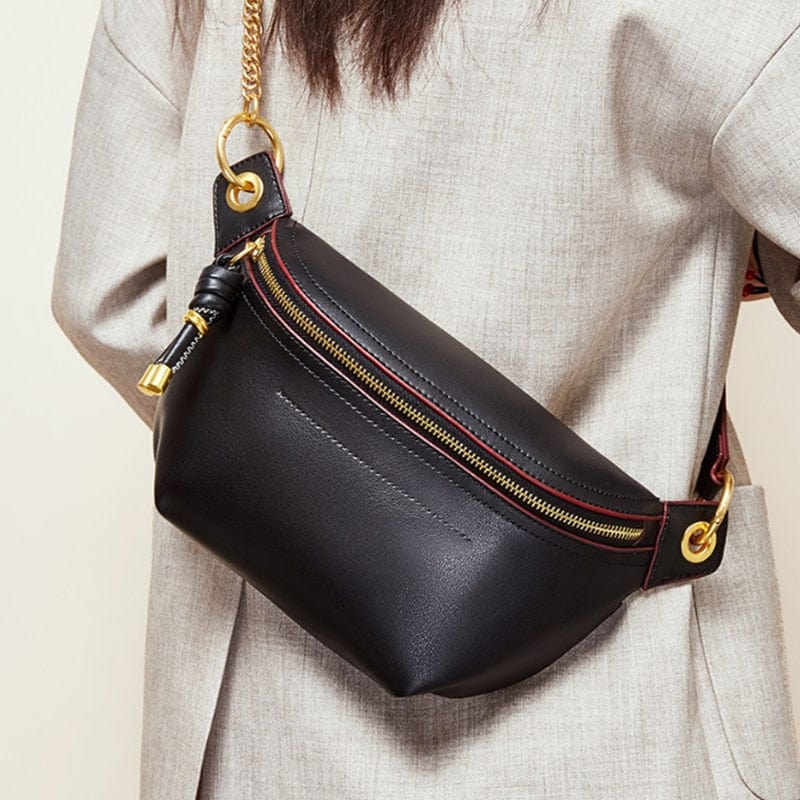 Sac banane en cuir de qualité, accessoire mode femme tendance, chic et pratique pour vos essentiels.