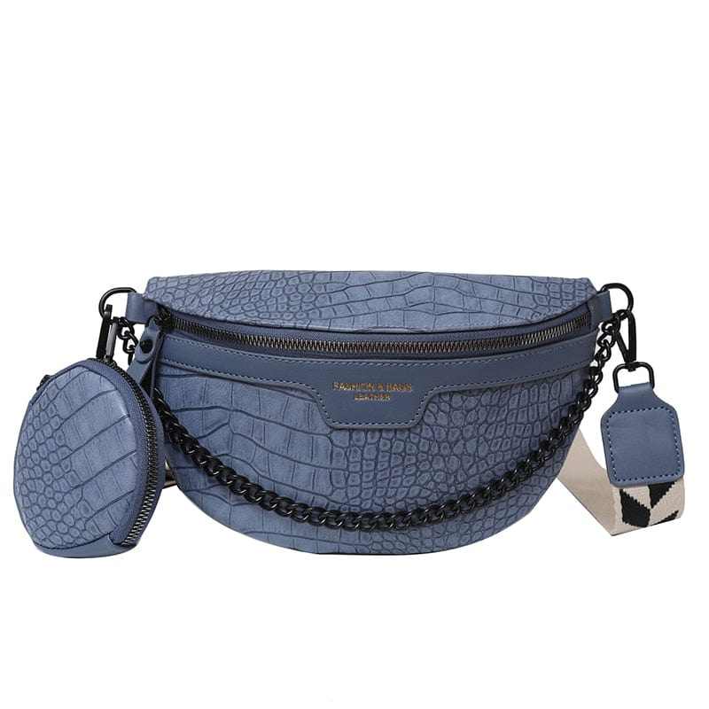 Sac banane marron en cuir PU, style élégant, porté ceinture ou bandoulière.
