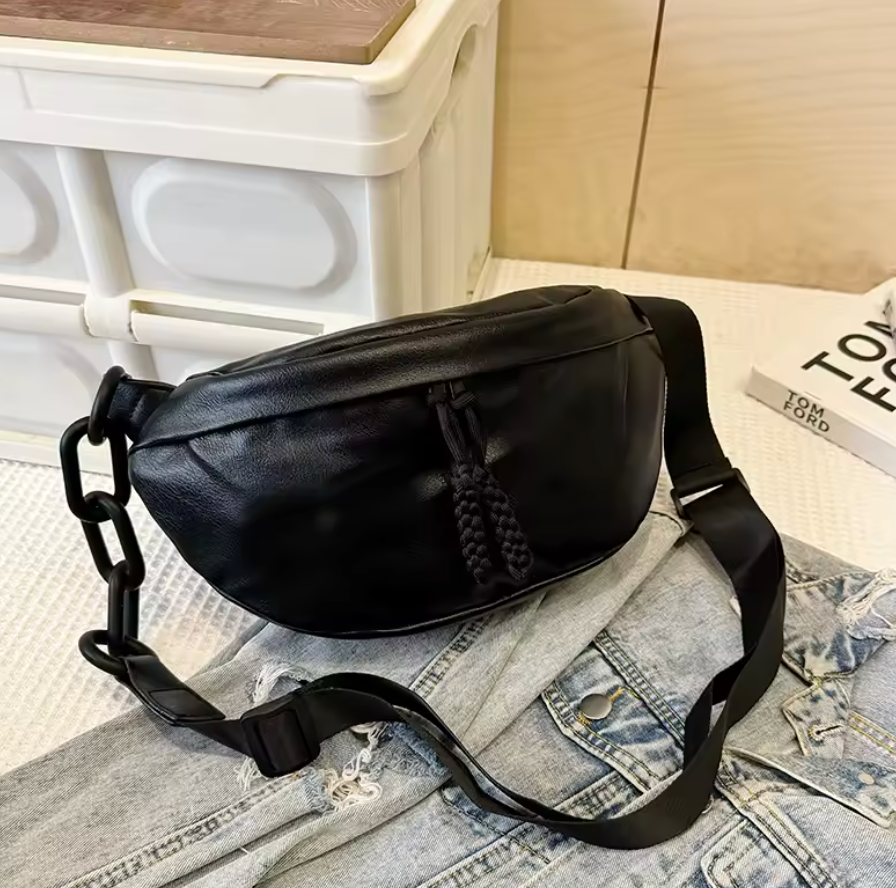 Sac banane pratique pour femme en cuir PU, idéal pour organiser vos affaires au quotidien. Style élégant.