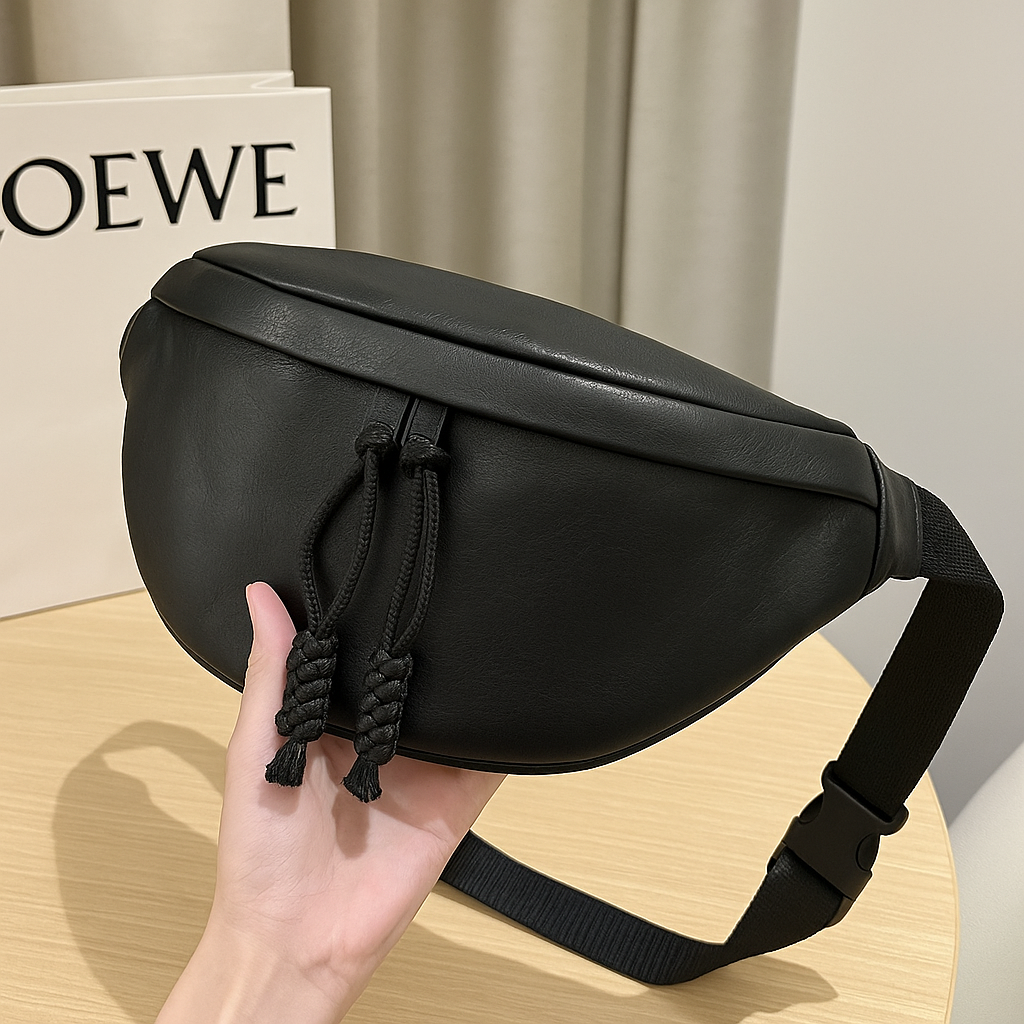 Sac banane femme en cuir polyvalent, peut se porter à la taille ou en bandoulière avec style.
